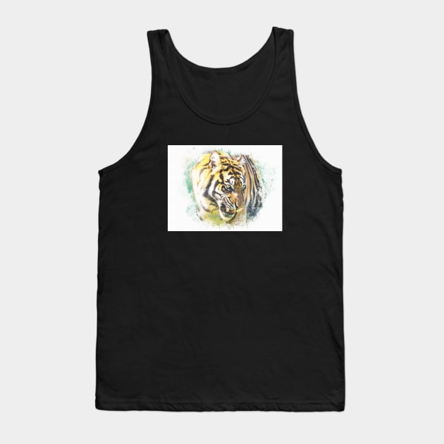 Tiger Animal Feline Wild Life Jungle Nature Freedom Travel Africa Digital Painting Tank Top by Cubebox
